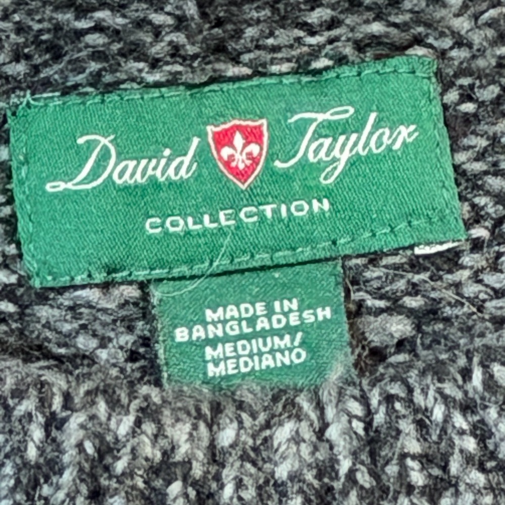 Vintage David Taylor Sweater 90's Gray White Red Acrylic Size Medium - Picture 4 of 5